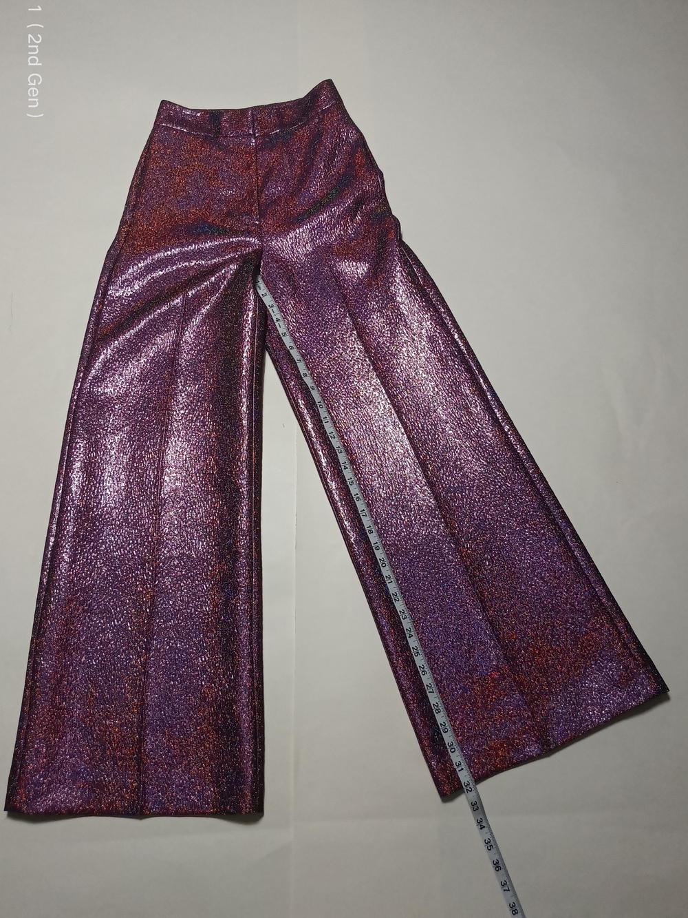 Antonio Melani X The Nat Note Sita Pink Holographic Jacquard Wide-Leg Pants Sz 0 - Picture 6 of 16
